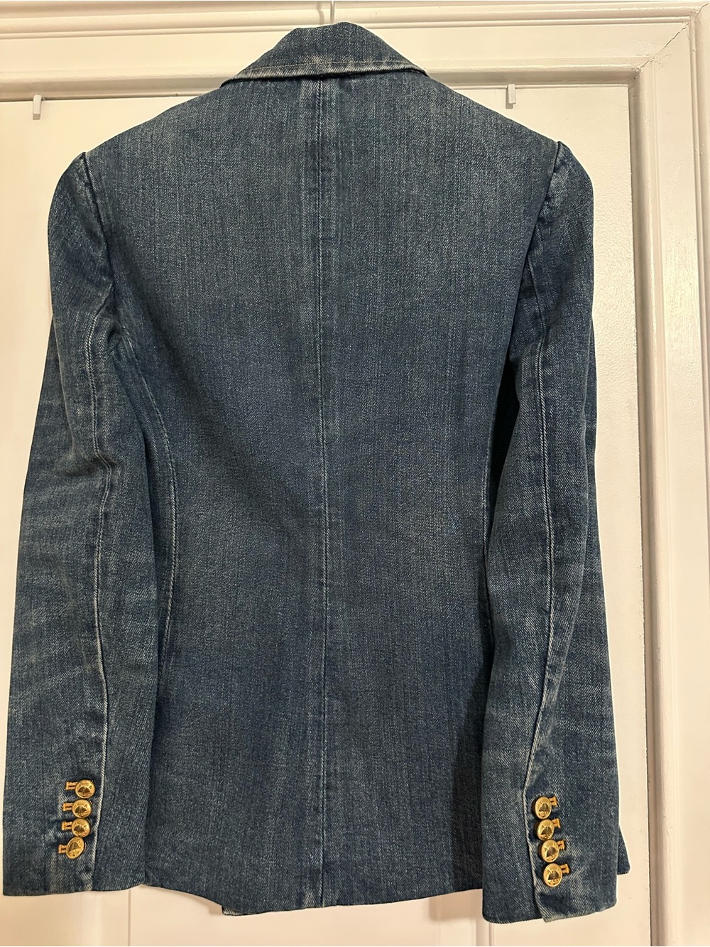 Woman’s Ralph Lauren Blue Denim Double-Breasted Blazer with Crest - Picture 5 of 5